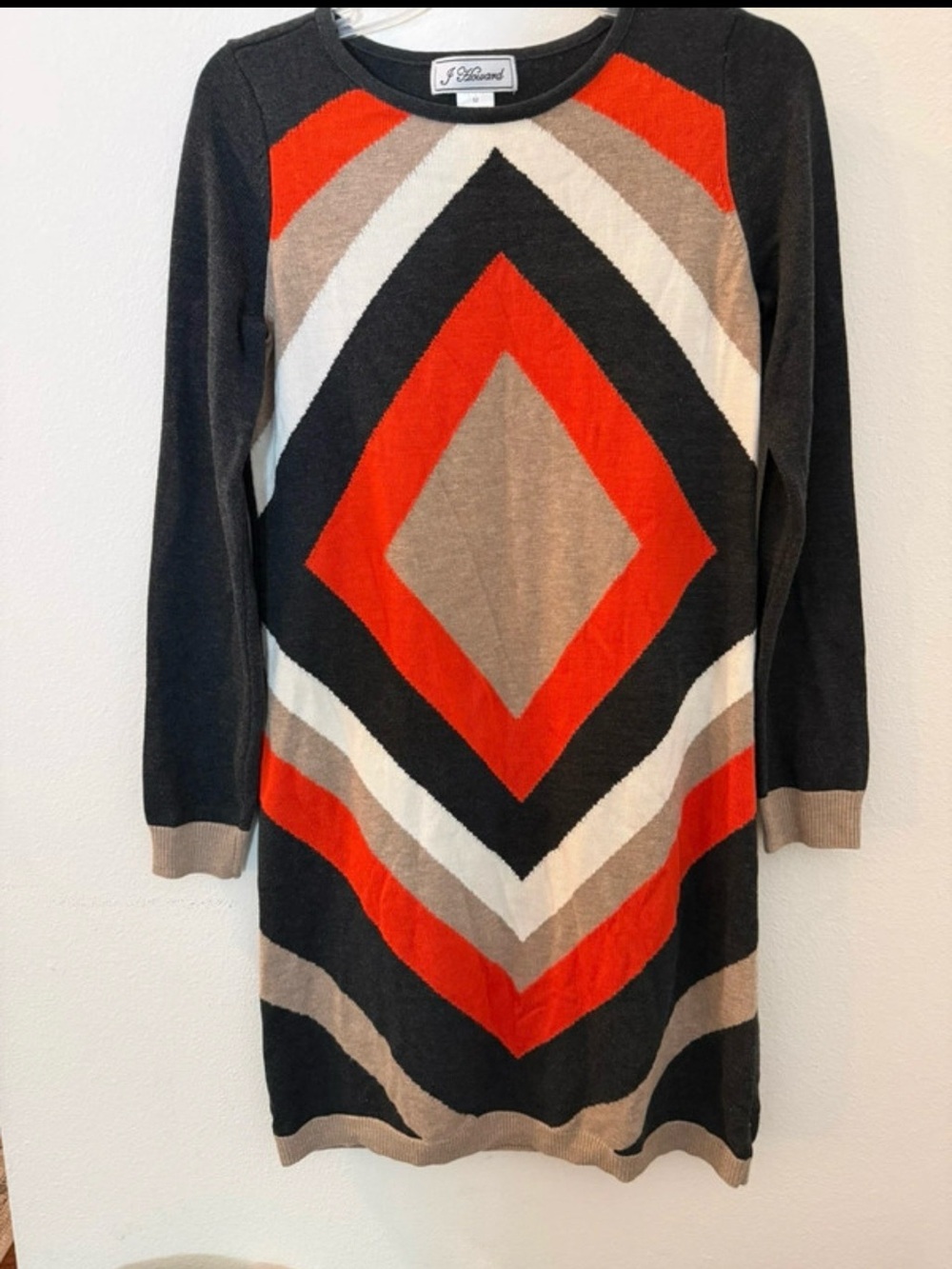 J. Howard Geometric Colorblock Sweater Dress Size M Long Sleeve
